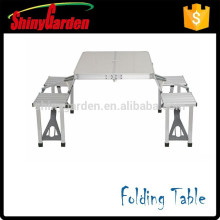 Portable aluminum folding dining table and chair with umbrella for option